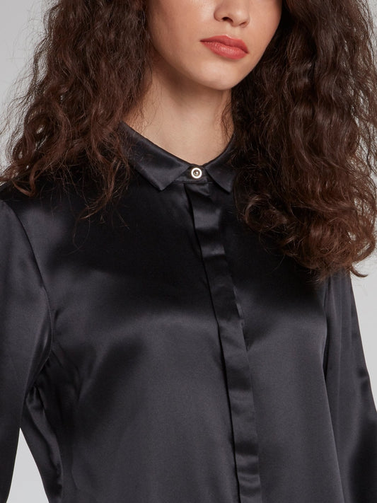 Black Button Up Silk Shirt