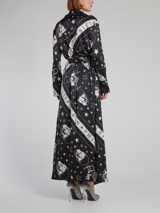 Stars and Skulls Wrap Silk Dress