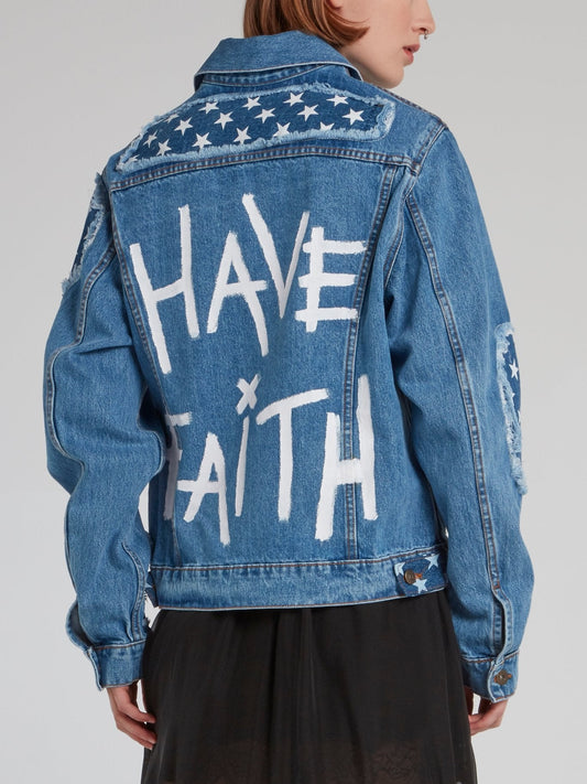 Star Print Statement Denim Jacket