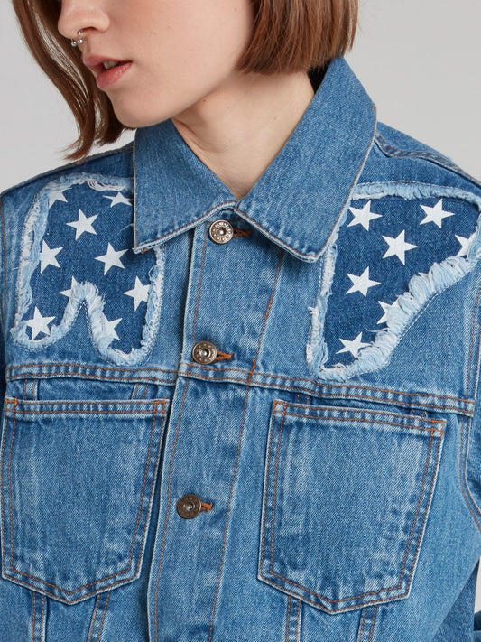 Star Print Statement Denim Jacket