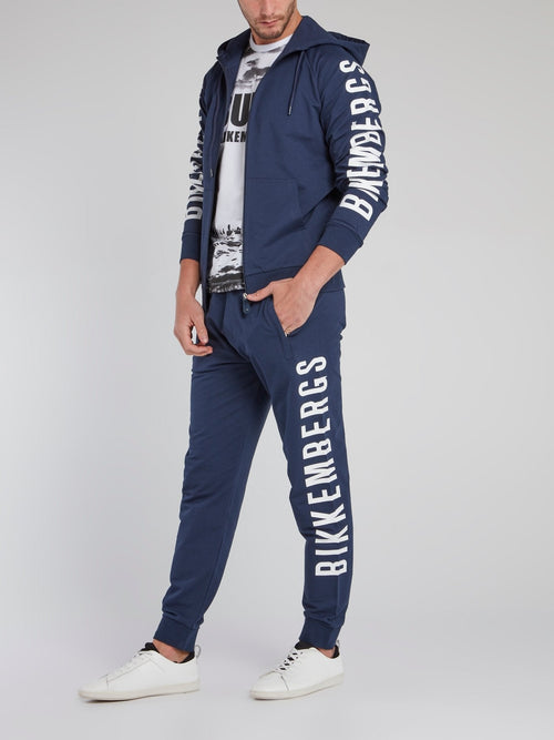 Navy Logo Sleeve Sweat Jacket