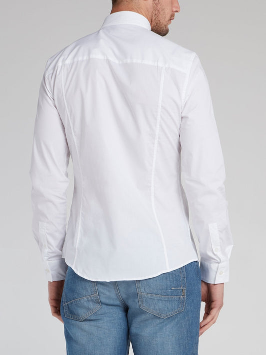 White Logo Tape Button Down Shirt