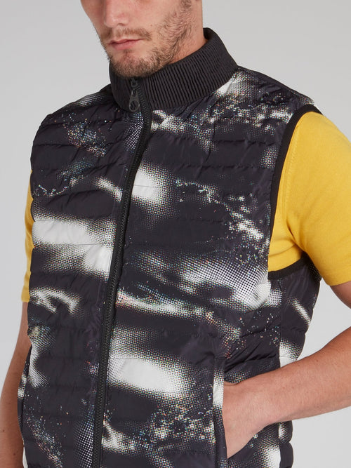 Black Printed Quilt Waistcoat