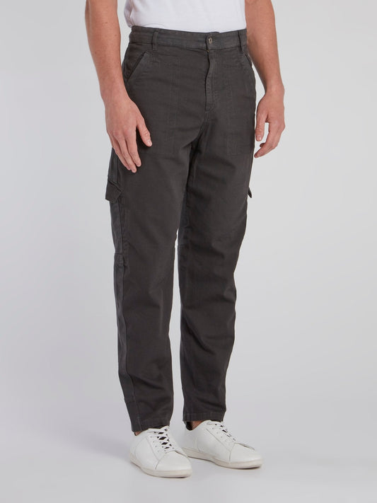 Grey Rear Logo Cargo Trousers