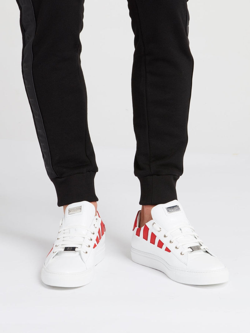 White Lace Up Logo Sneakers