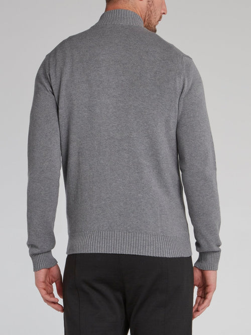 Grey Logo Tape High Neck Sweater