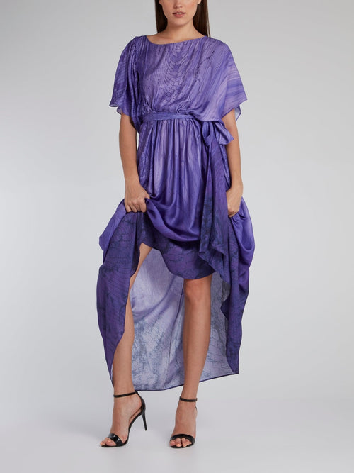 Purple Snake Effect Tie Front Dress