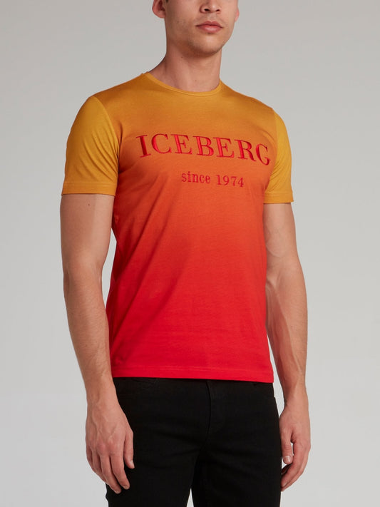 Orange Gradient Embroidered T-Shirt