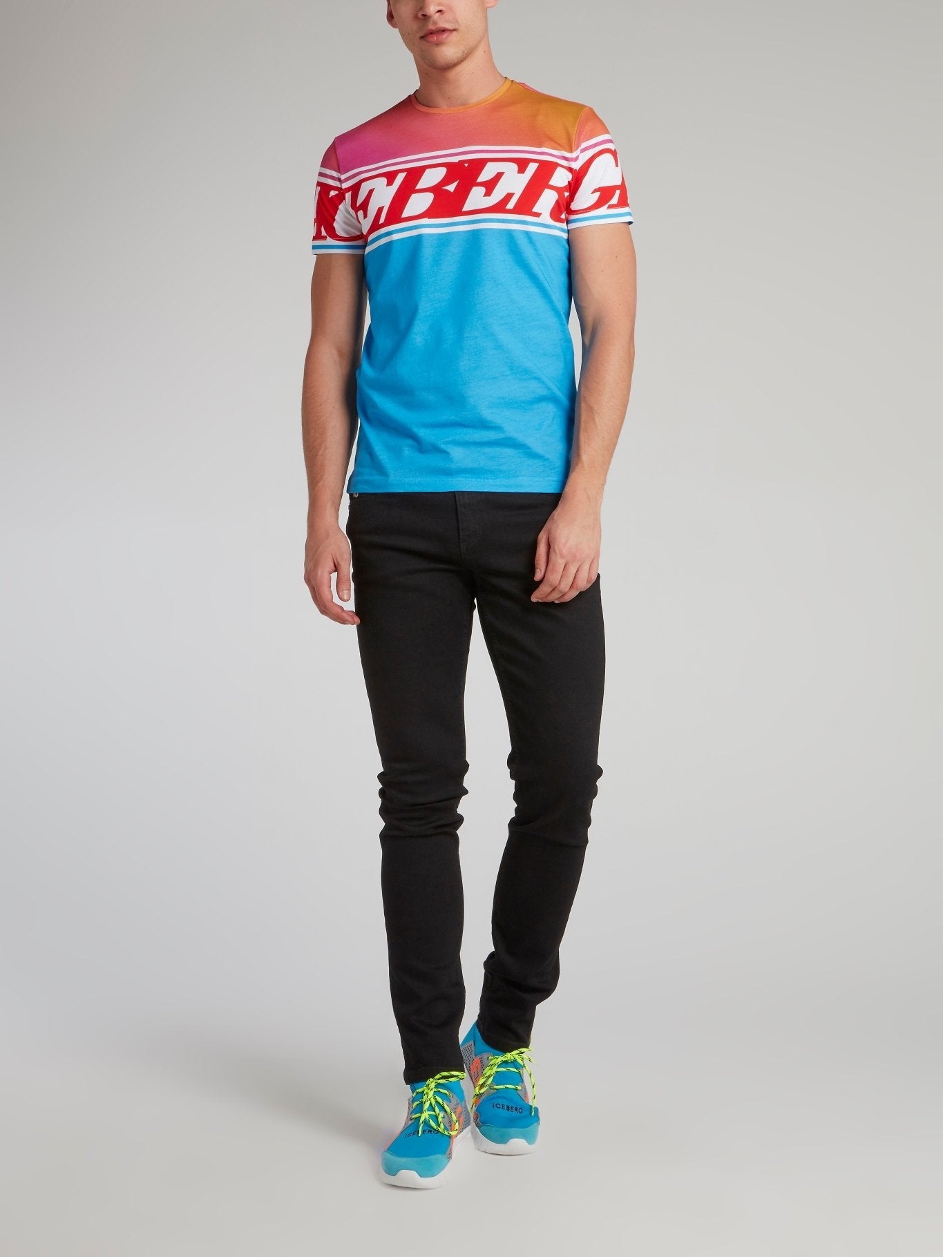 Blue Colour Block Logo T-Shirt