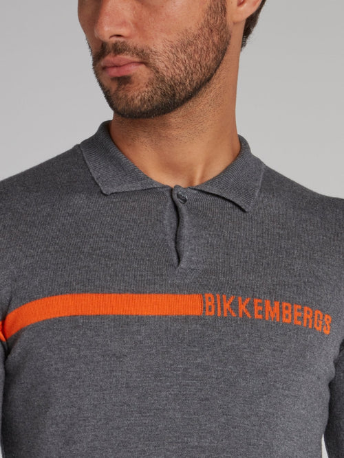 Grey Long Sleeve Polo Shirt