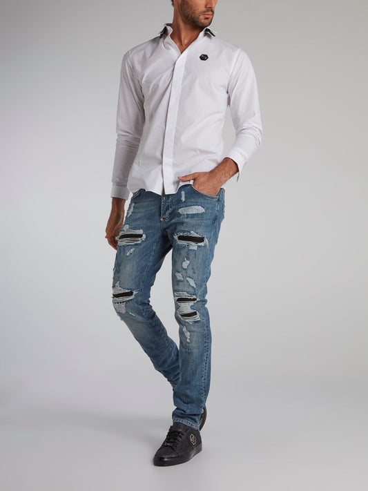 White Rear Statement Shirt