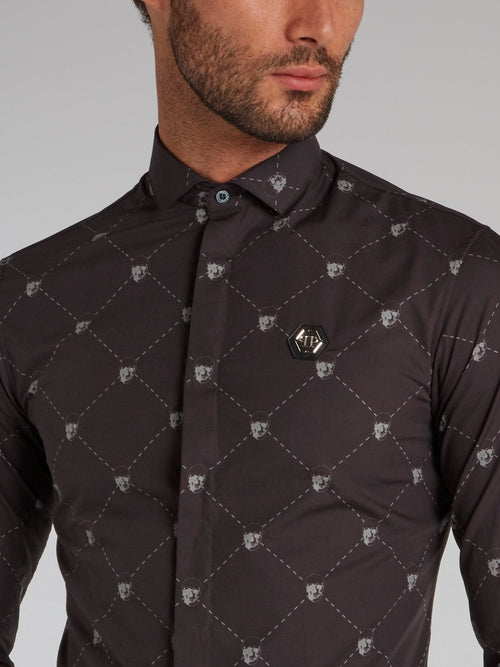 Black Skull Print Long Sleeve Shirt