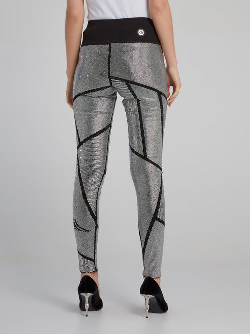 Metallic High Waist Studded Leggings