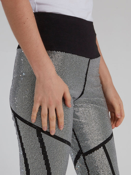 Metallic High Waist Studded Leggings