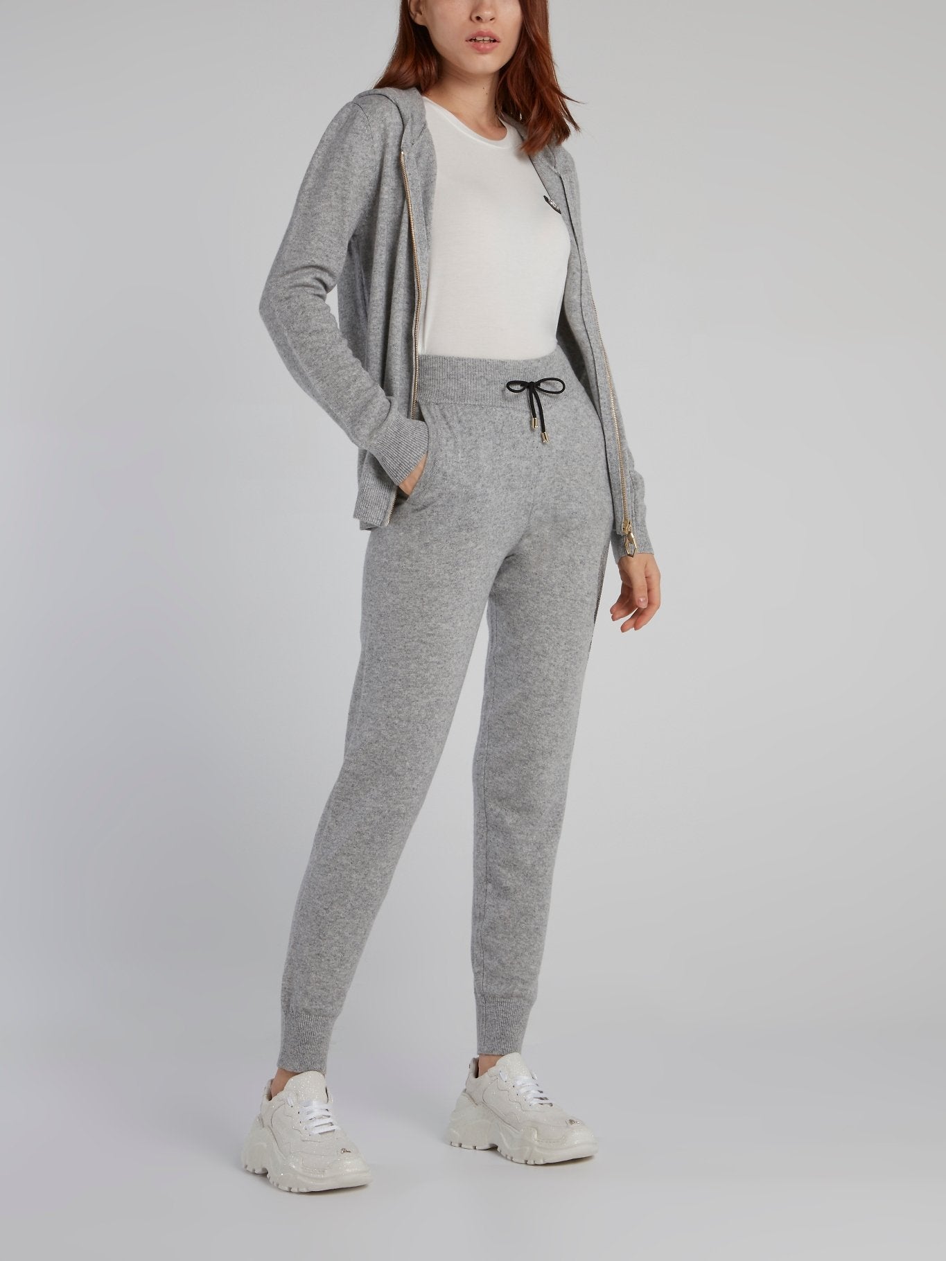 Grey Studded Skull Knit Active Trousers