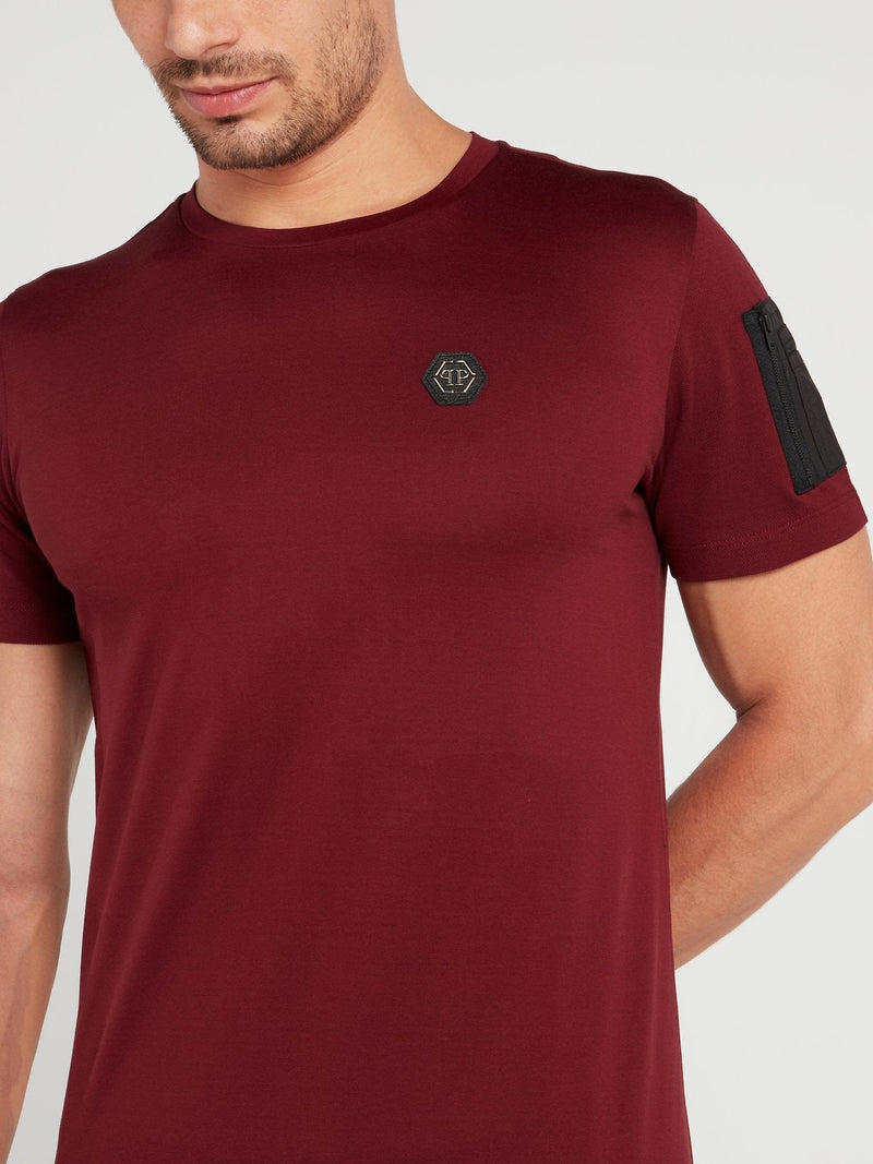 Burgundy Crewneck Monogram T-Shirt