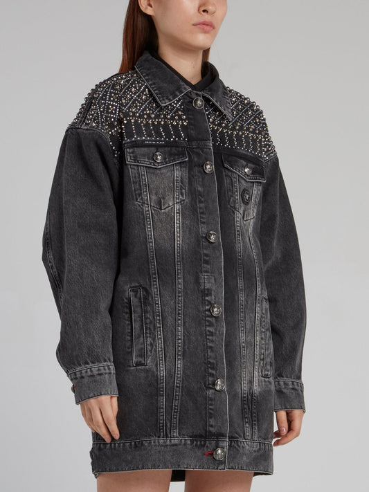 Gothic Plein Black Oversized Denim Jacket