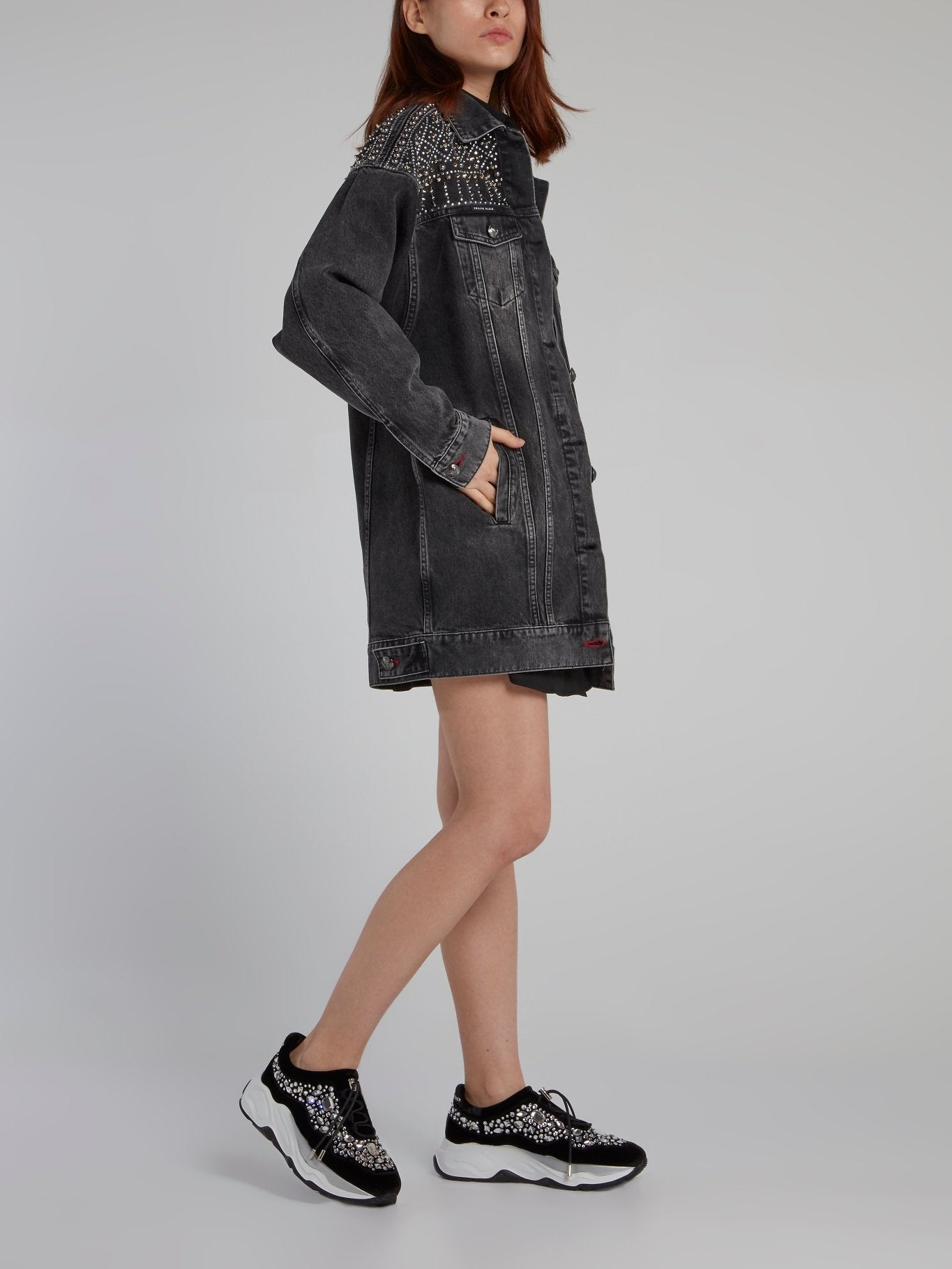 Gothic Plein Black Oversized Denim Jacket