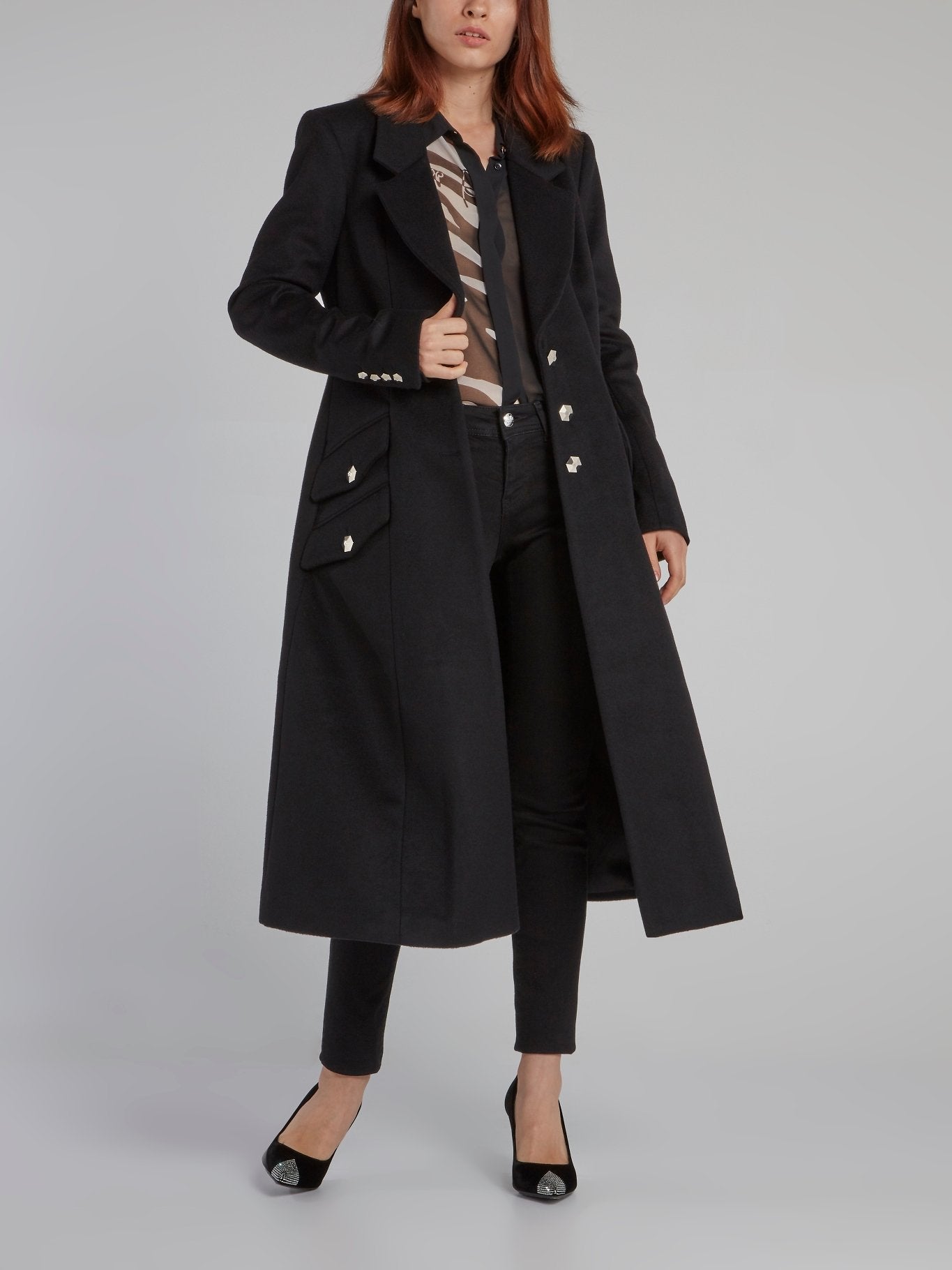 Black Long Reefer Coat