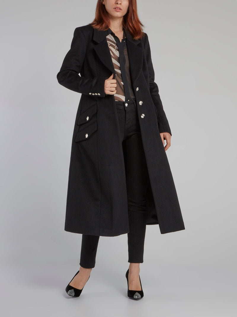 Black Long Reefer Coat