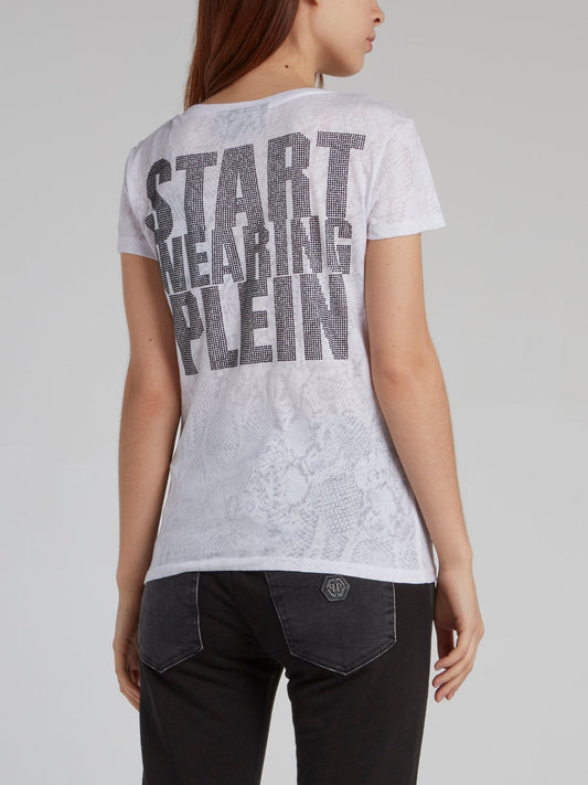 Snake Effect Multi-Stud Statement T-Shirt