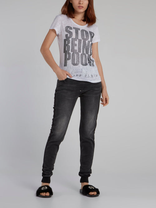 Snake Effect Multi-Stud Statement T-Shirt