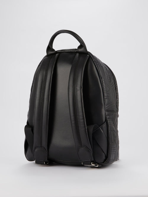 Black Crystal Monogram Leather Backpack