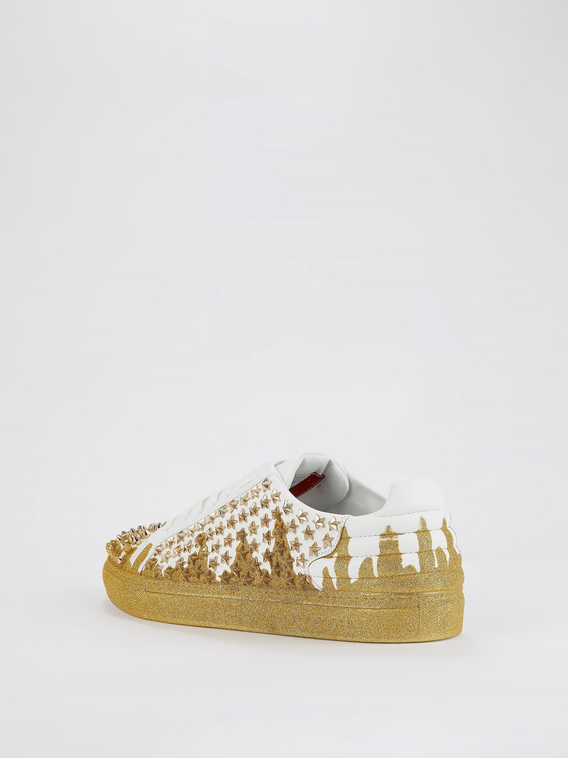 Start Studded Glitter Gold Sneakers