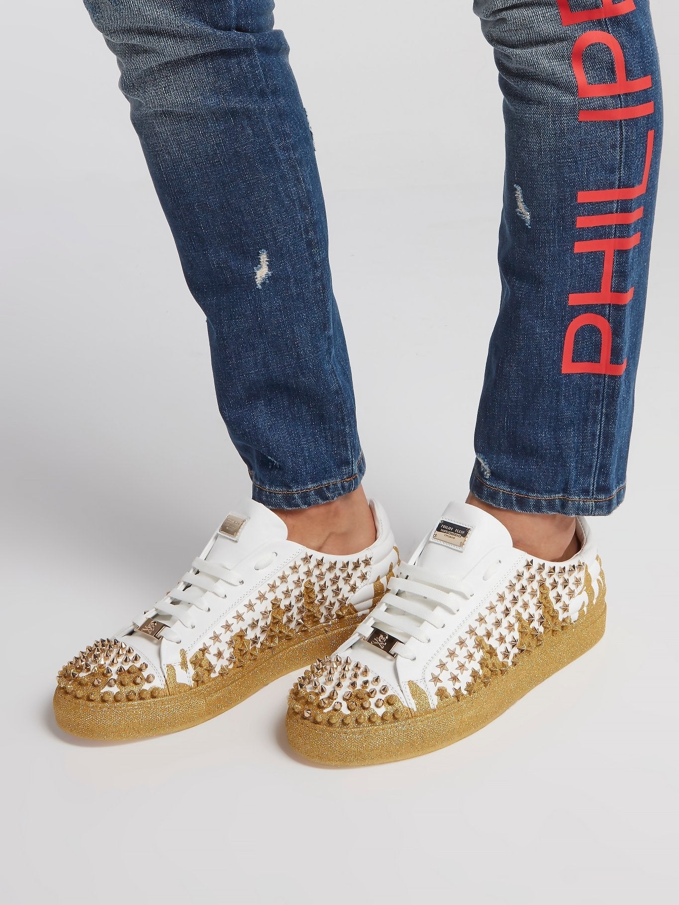 Start Studded Glitter Gold Sneakers