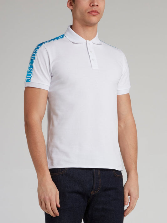 White Logo Tape Shoulder Polo Shirt