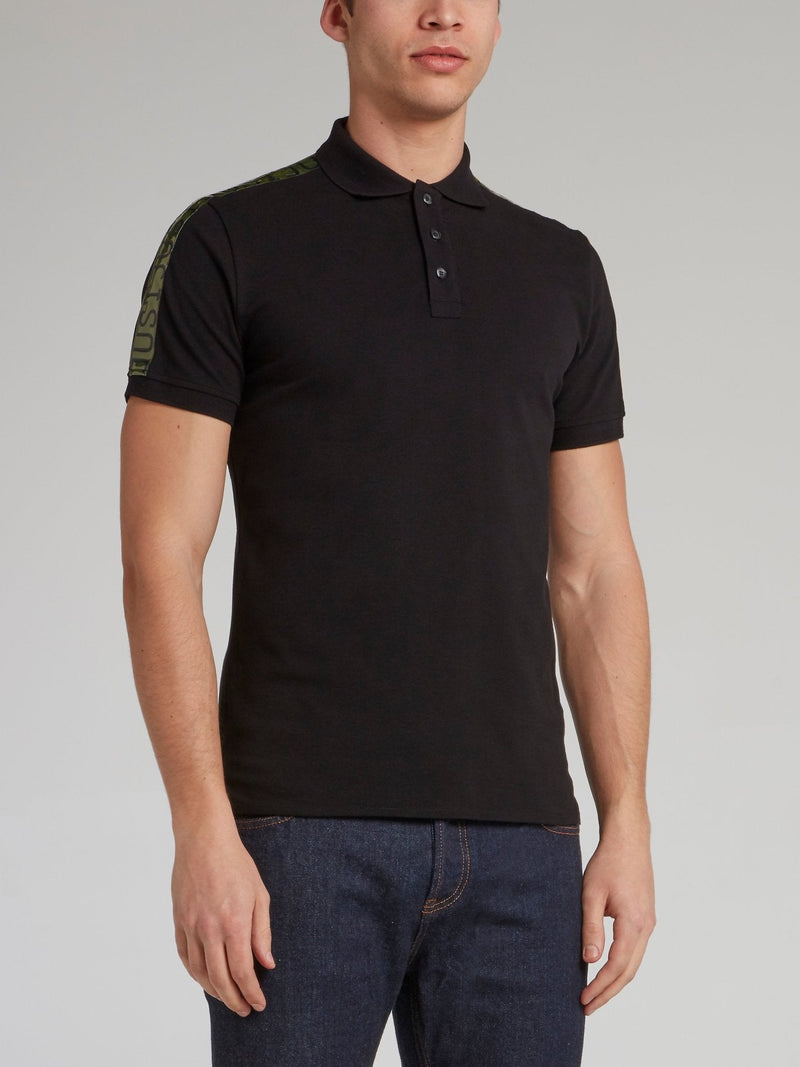 Black Logo Tape Shoulder Polo Shirt