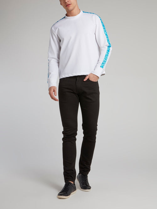 White Logo Tape Crewneck Sweatshirt