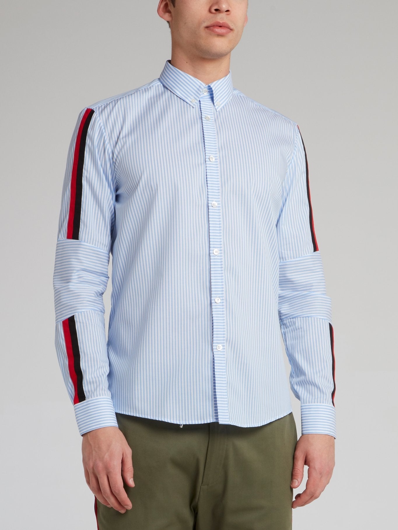 Blue Pinstripe Contrast Detail Shirt