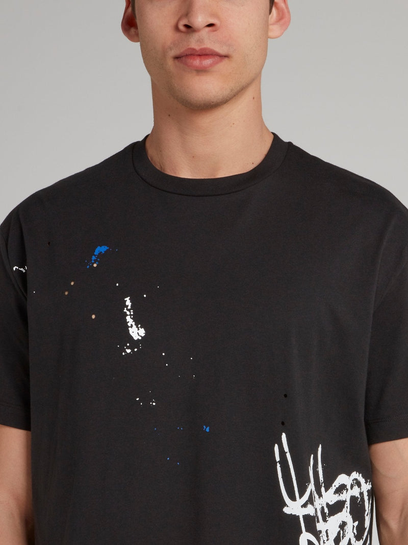 Black Graffiti Print T-Shirt