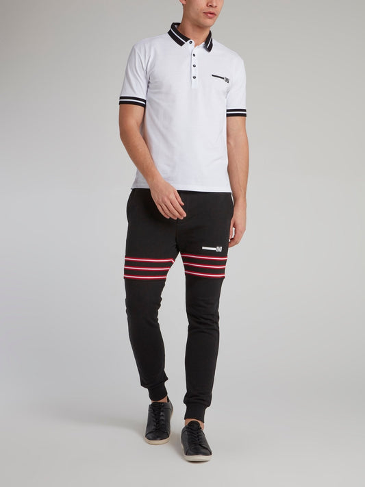 White Stripe Trim Polo Shirt