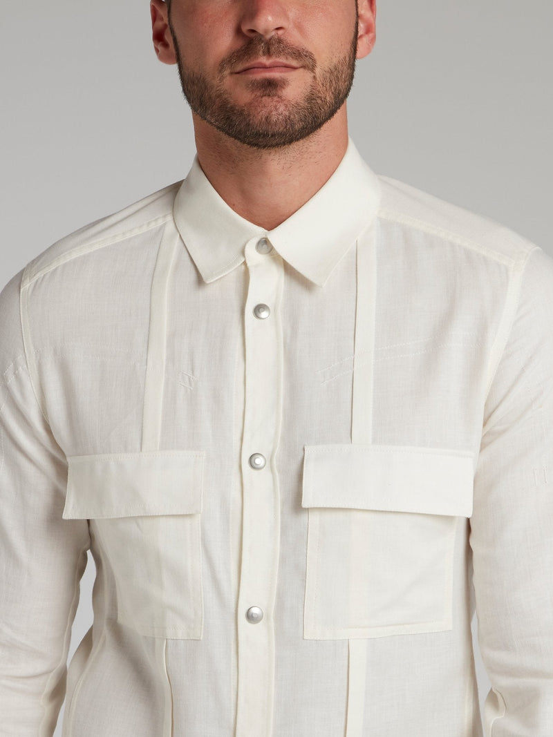 White Button Up Cargo Shirt