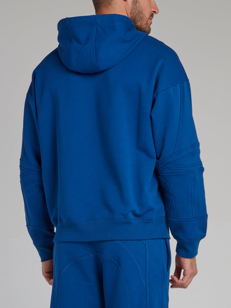 Blue Embroidered Monogram Hoodie