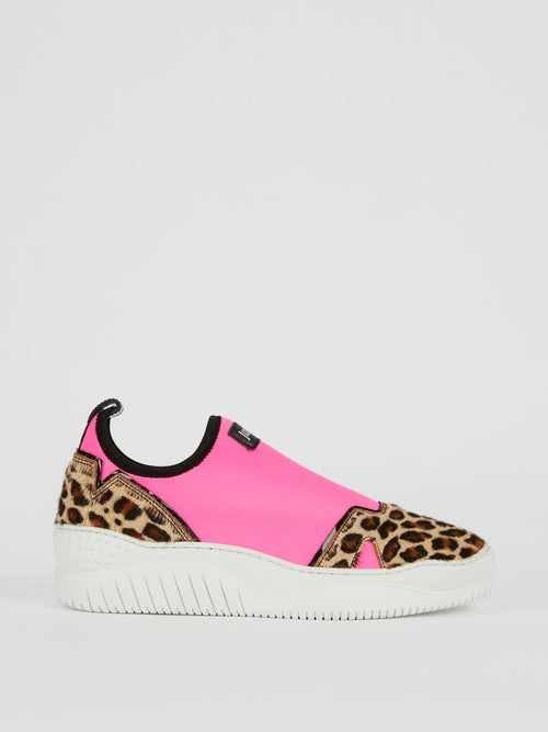 Leopard Panel Slip On Sneakers