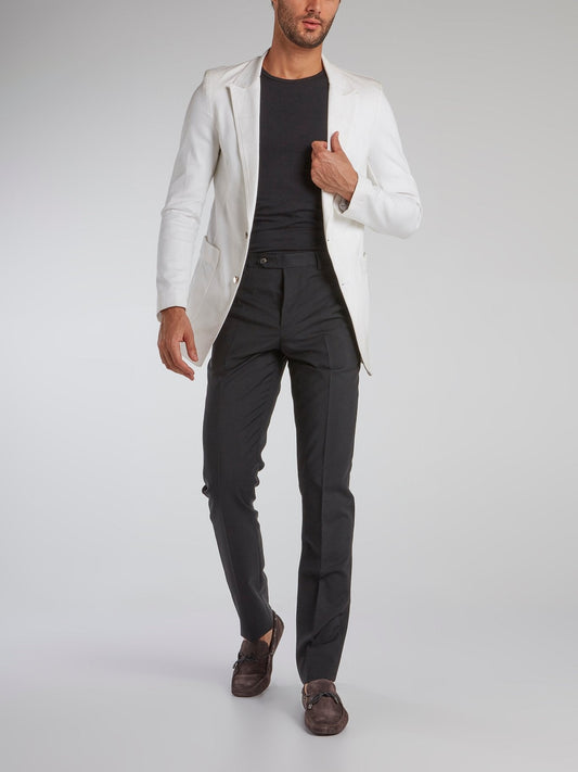 Charcoal Straight Cut Suit Pants