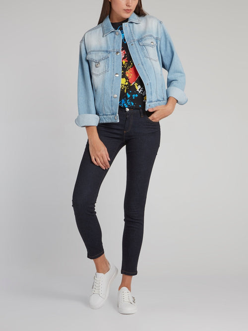 Rear Collage Print Denim Jacket