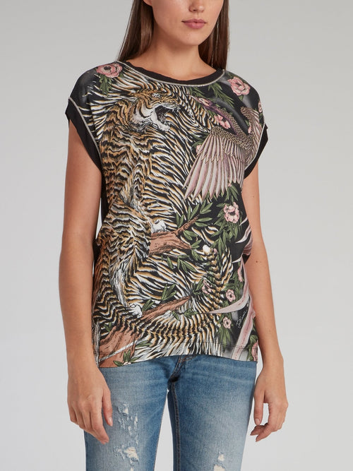 Jungle Print Cap Sleeve Top