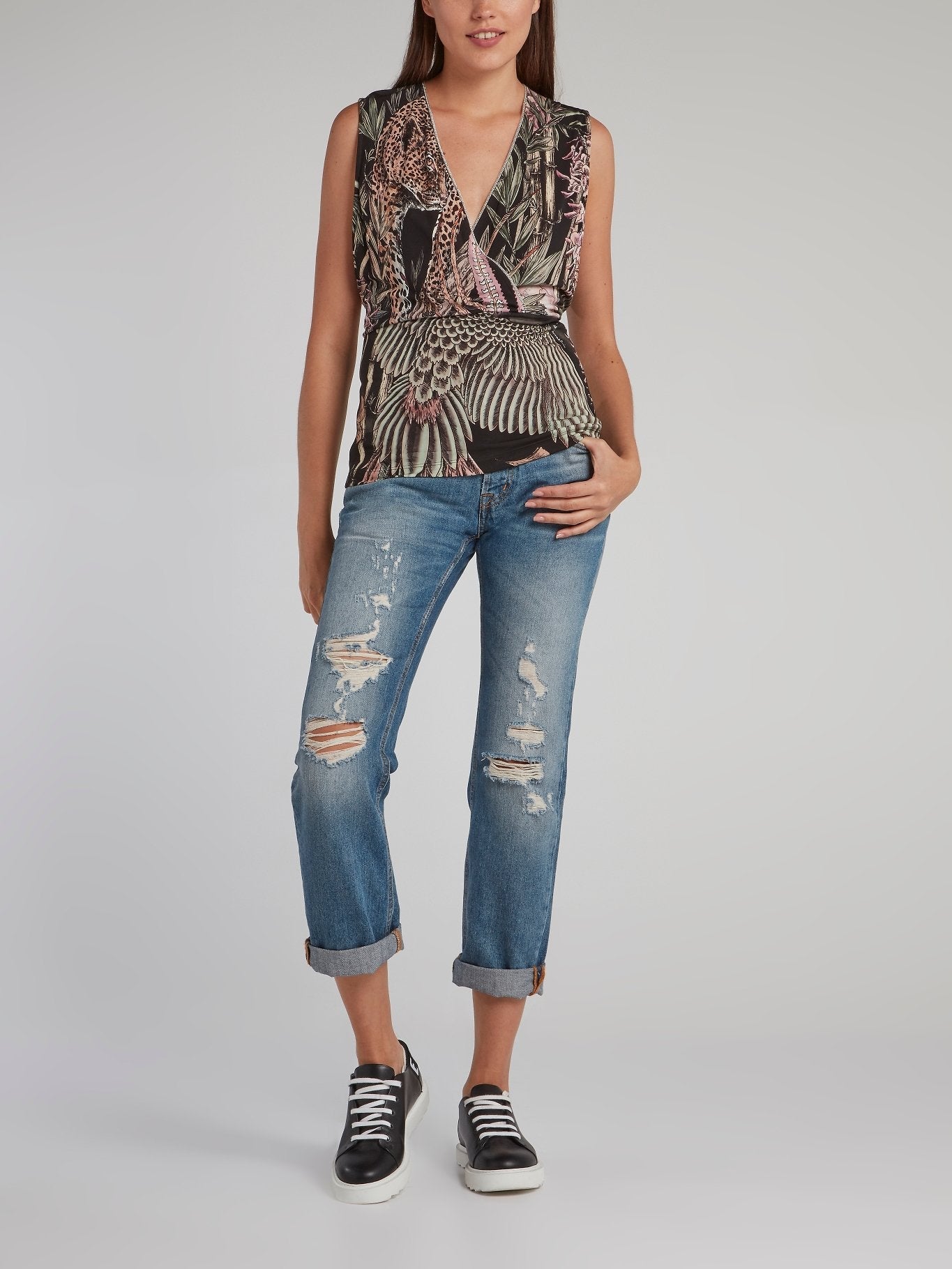 Jungle Print Surplice Top