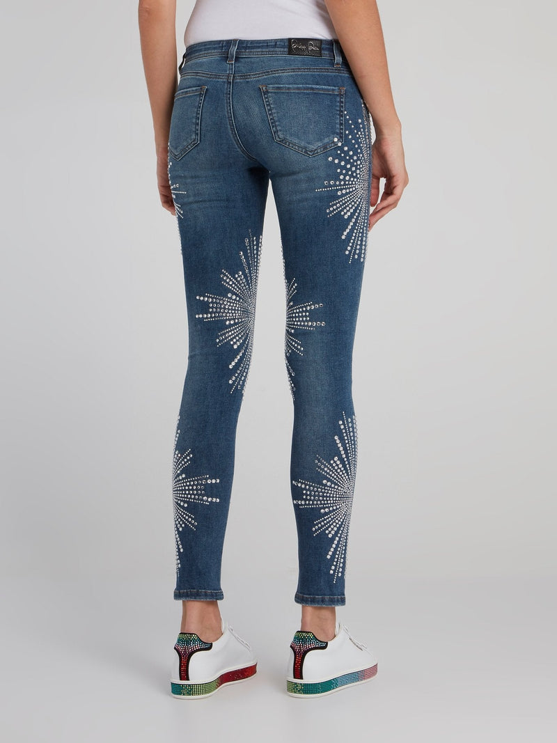 Crystal Multi-Stud Skinny Jeans