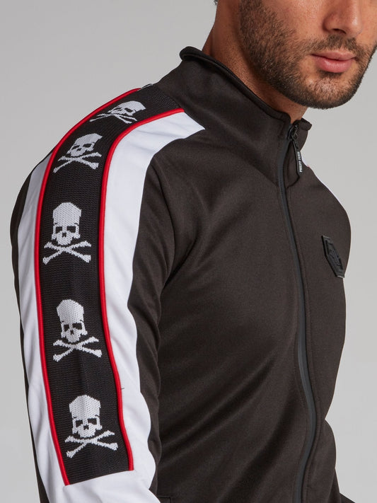 Black Contrast Skull Sweat Jacket