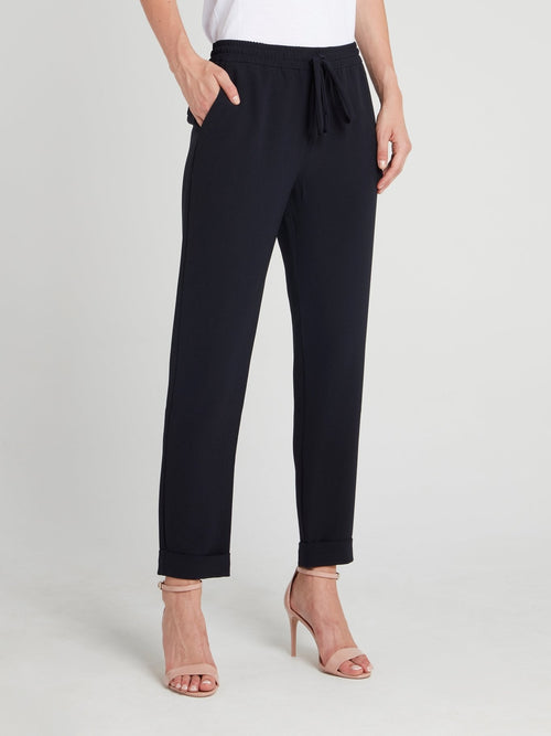 Navy Drawstring Straight Cut Pants