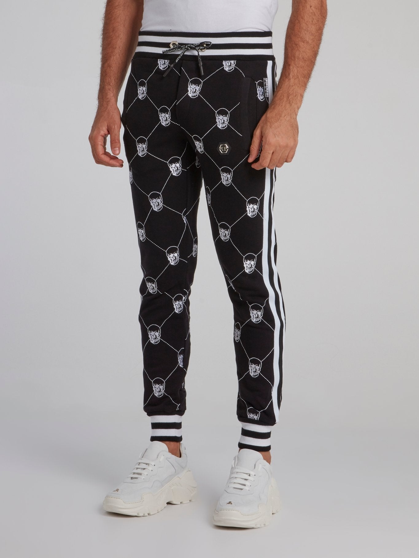 Black Skull-Monogram Sweat Pants