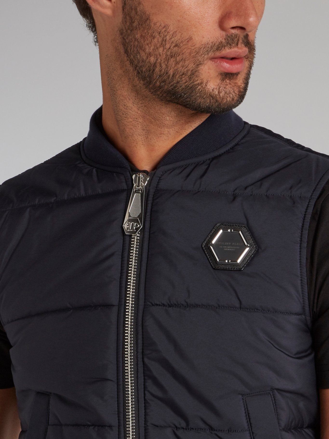 Navy Zip Up Quilted Vest