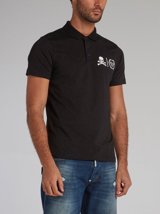 Black Skull Monogram Polo Shirt