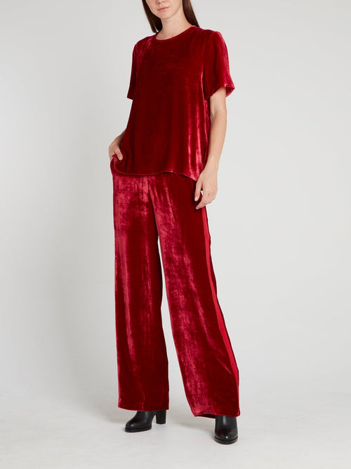 Burgundy Keyhole Back Velvet Top