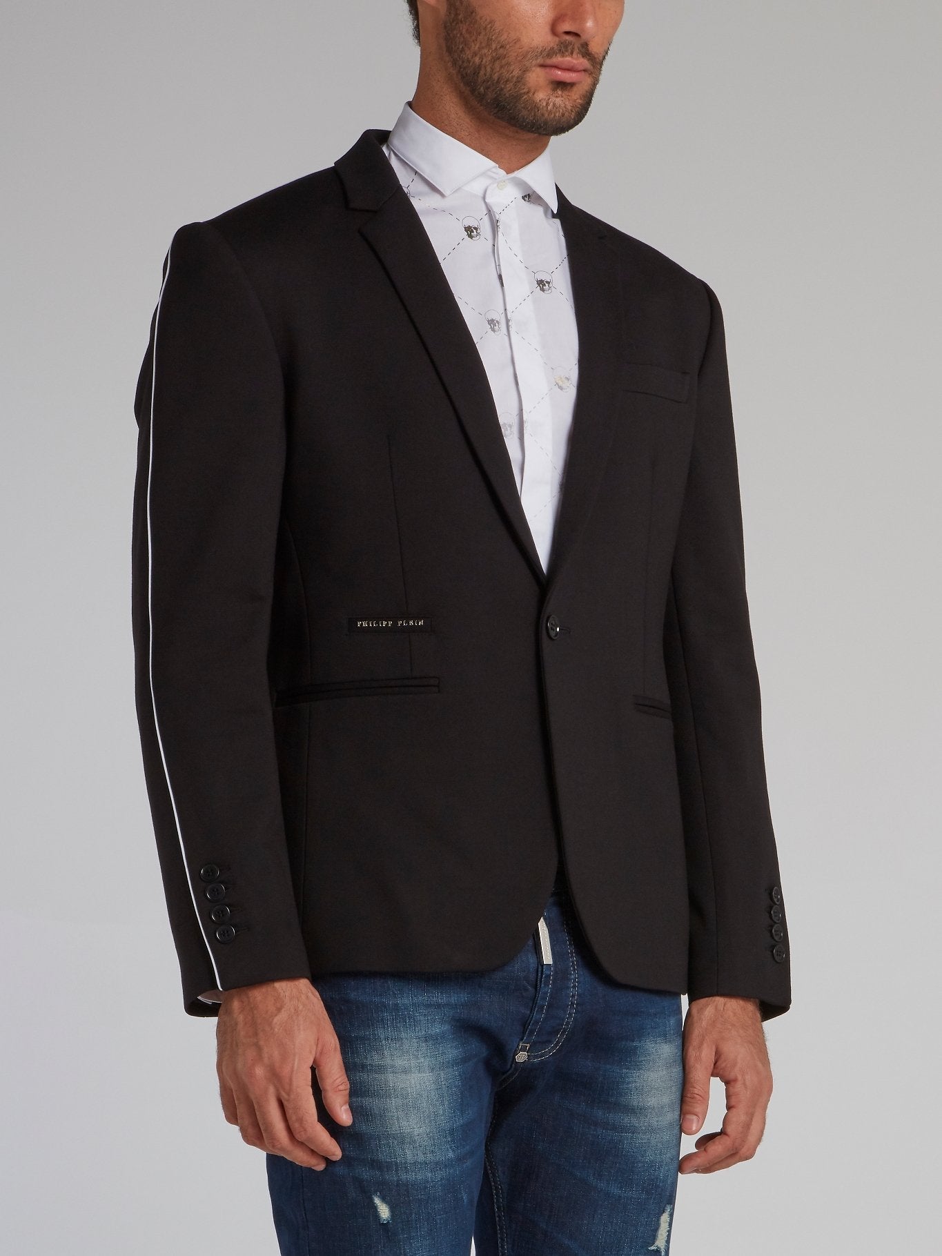 Black Rear Embroidered Logo Blazer